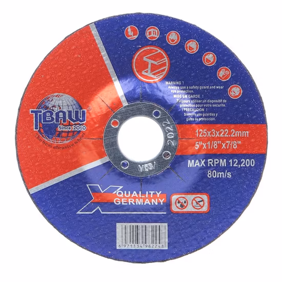 Global Abrasives Metal Cutting Aluminum Oxide 125X3 mm Grinding Wheel Disco De Corte5" 125X3 mm T42 Durable Resin Bonded Abrasive Depressed Cutting