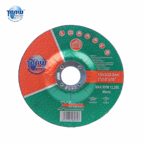 Global Abrasives Metal Cutting Aluminum Oxide 125X3 mm Grinding Wheel Disco De Corte5" 125X3 mm T42 Durable Resin Bonded Abrasive Depressed Cutting